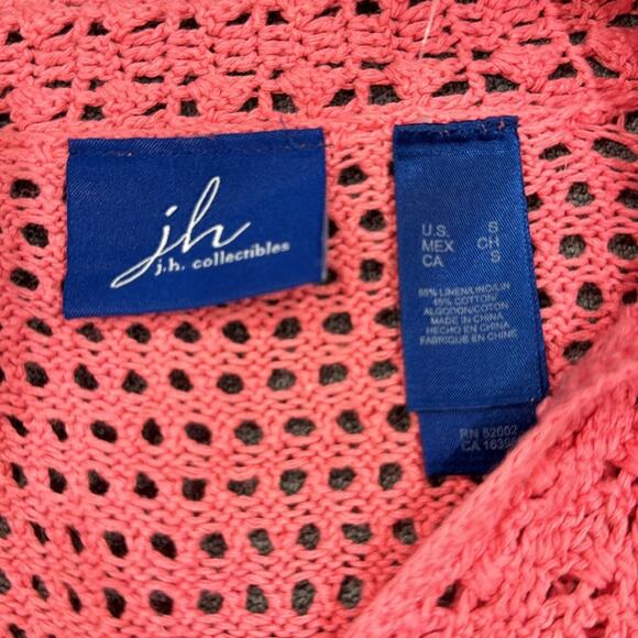 JH Collectives Crotchet buttoned Sweater Top in a Linen/Cotton Blend. - Picture 6 of 8